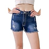 Blissblu high Waisted Jean Shorts Women Stretchy Womens Jean Shorts, Frayed Hem, Comfy fit,Ripped Denim Shorts, Soft Denim