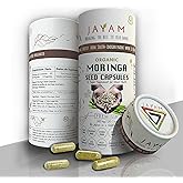 JAYAM Moringa Seed Capsules –100% Pure Organic | Supports Men's Energy, Metabolism, Immunity, Supports Skin/Gut Health with Reqd Vitamins, & Amino acids | Non-GMO | 2-Month Supply 120 Capsules 500mg