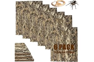 RHBLME 6 Pack Reptile Tank Background, 11.8 Inch x 7.9 Inch Cork Bark for Reptiles, Wall Decor Natural Reptile Background Climbing Mat for Gecko Spider Chameleon Bearded Lizard