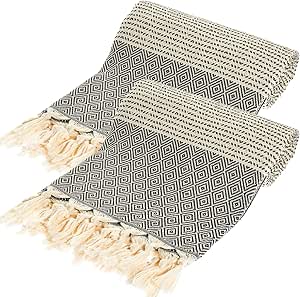 Cottoniva Turkish Beach Towels 100% Cotton Set Of 6 Oversized 40x70 Inches Travel Gym Pool Spa Blanket Beach Bath Towels - Ultra Soft Absorbent Quick