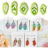 5pcs Feather Shape Polymer Clay Cutter Sets, Spring Clay Cutters for Polymer Clay Jewelry, Clay Cutters for Earrings Square, Polymer Clay Kit for DIY Tools Jewelry Earrings Making
