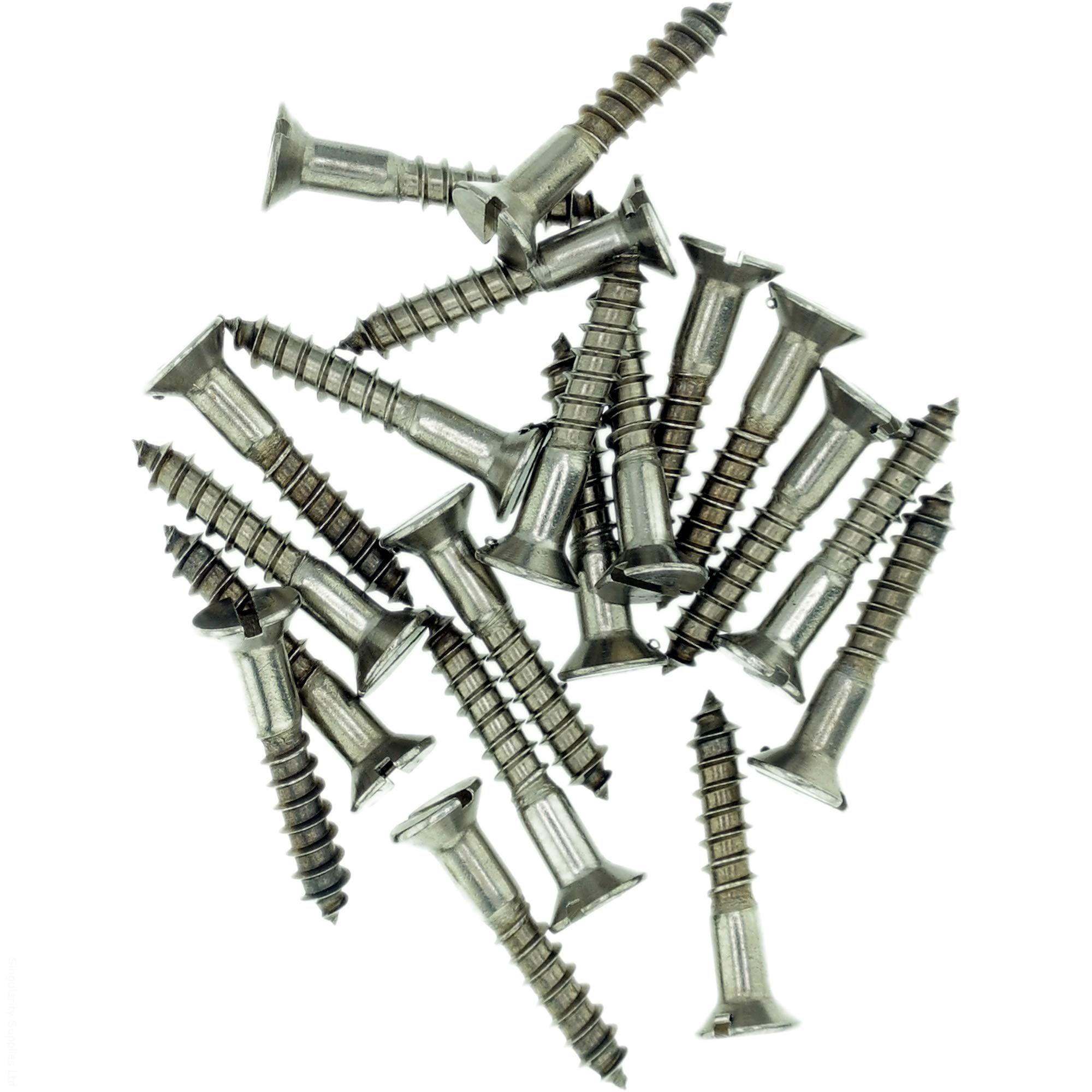 No.6 x 1.38 (3.5mm x 35mm) Slot Countersunk Wood Screw - Stainless Steel (A2) (Pack of 20)
