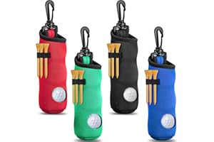 CHIVAO 4 Pieces Golf Tee Holder Golf Ball Carry Bag Pouch Ball Holder Keychain Belt Clip Gifts Accessories
