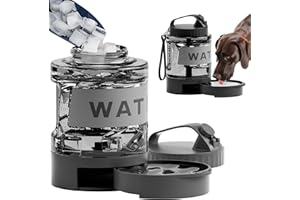 PETDOTT 77oz Portable Dog Water Bottle, Camping Essentials, Large Travel Bottle with Pull-Out Drinking Bowl, Portable Beach Accessories, Car Water Container for Dogs, BPA Free - Black