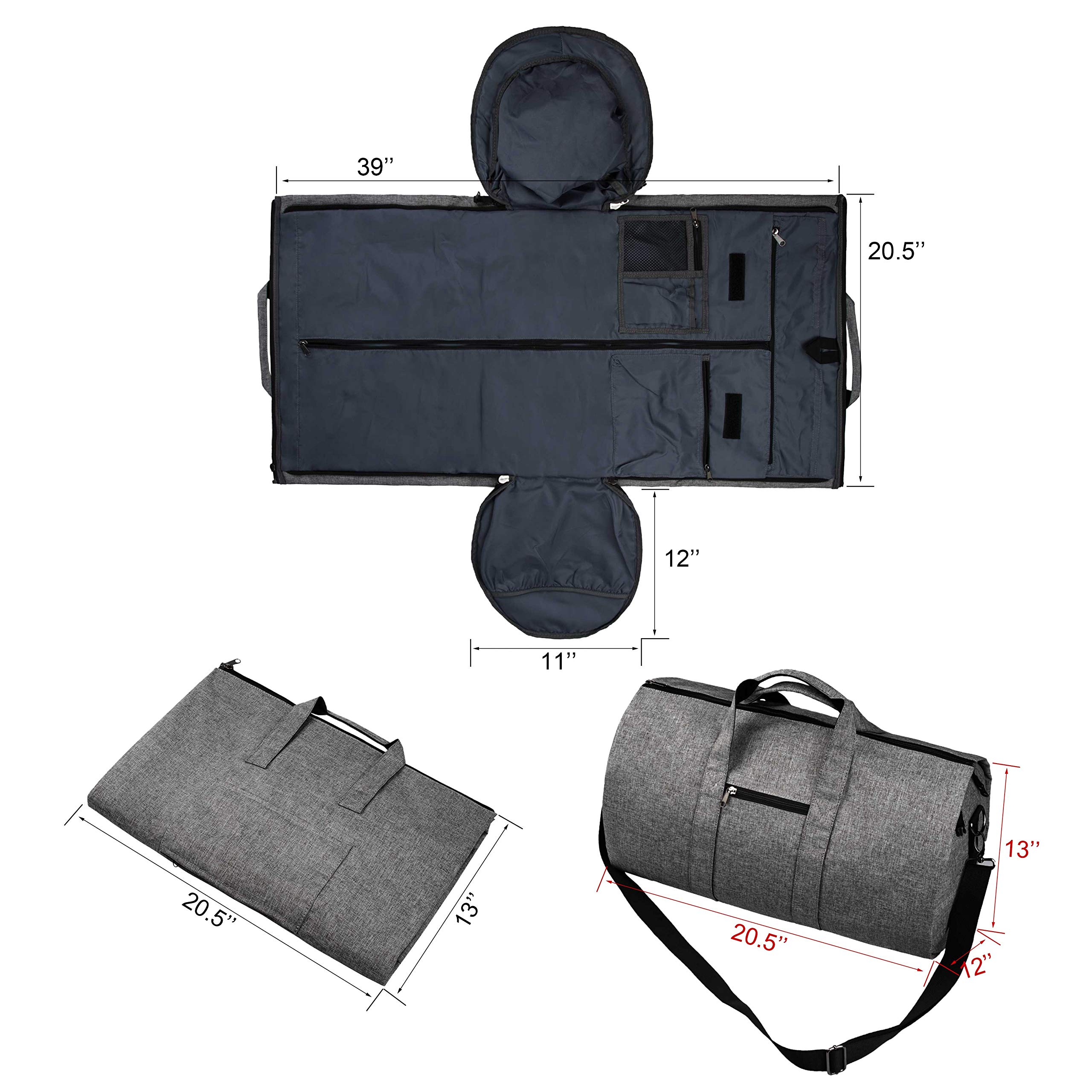 2 in 1 Carry-on Suit Garment Bag Business Trip Travel Weekend Duffle Bag Convertible Foldable