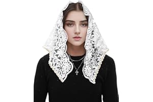 Mantveil Small Triangle Chapel Veil: Vintage Inspired Lace Mantilla Veils for Church Latin Mass Catholic Head Scarf for Women
