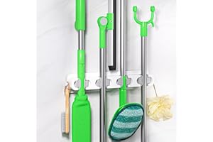Mop Broom Holder, Luxear Suction Mop Broom Organizer Storage Tool Racks Broom Hanger Wall Mounted,Heavy Duty Garage Storage W