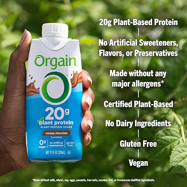 ORGAIN ORGANIC VEGAN PROTEIN SHAKE, CREAMY CHOCOLATE – 20G PLANT BASED PROTEIN, READY TO DRINK, FRUITS & VEGETABLES, GLUTEN FREE, KOSHER, NO SOY OR DAIRY INGREDIENTS, 11 FL OZ (PACK OF 12)