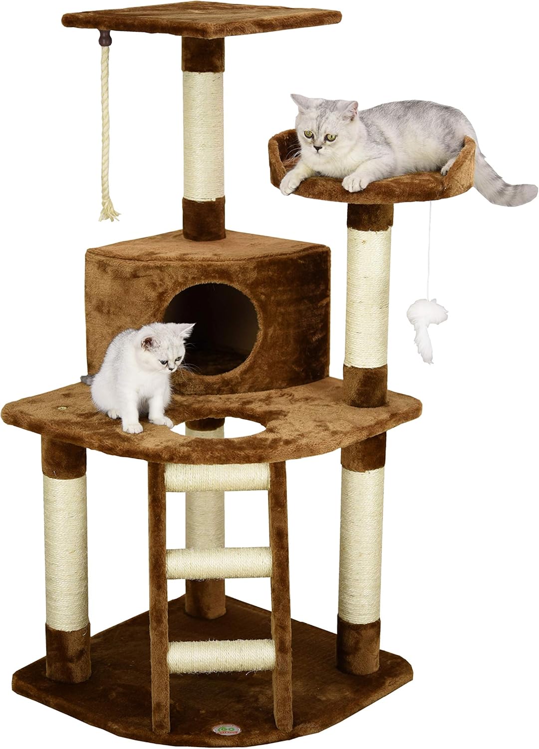 Go Pet Club Cat Tree Condo House, 32W x 25L x 47.5H Inches, Beige : Cat Houses And Condos : Pet Supplies