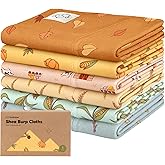 Organic Burp Cloths Baby Boy, Girl - 6-Pack Large 100% Cotton Burping Cloths for Babies, Spit Up Rags, Super Absorbent, Ultra Soft Newborn Rag, Gender Neutral, Machine Washable, Durable (Countryside)