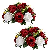 Sziqiqi Red Fake Flowers for Wedding Centerpiece Kissing Flower Balls for Tables Flower Centerpieces Arrangement for Party Road Lead