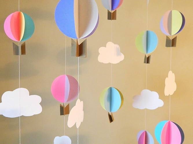 Amazon Com Hot Air Balloon Garland Up Up And Away Baby Shower Decor