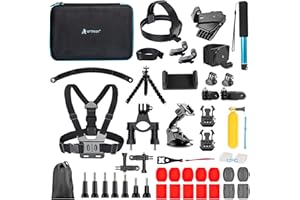 A ARTMAN Artman Upgraded Action Camera Accessories Kit Compatible with GoPro Hero 11 10 9 8 7 6 5 Black, Head Chest Strap+360°Wrist Strap+Bike Mount+Suction Cup+Floating Grip Bundle Set 61 in 1