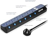 BESTEK 6 Way Extension Lead Surge Protector 900J 4 USB Ports 3250W 1.8m view 5