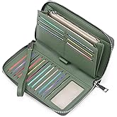 GOIACII Womens Wallet RFID Blocking Leather Zip Around Wallet Large Capacity Long Purse Credit Card Clutch Wristlet | RFID Blocking, Zip Around, Large Capacity, Long, Credit Card, Clutch