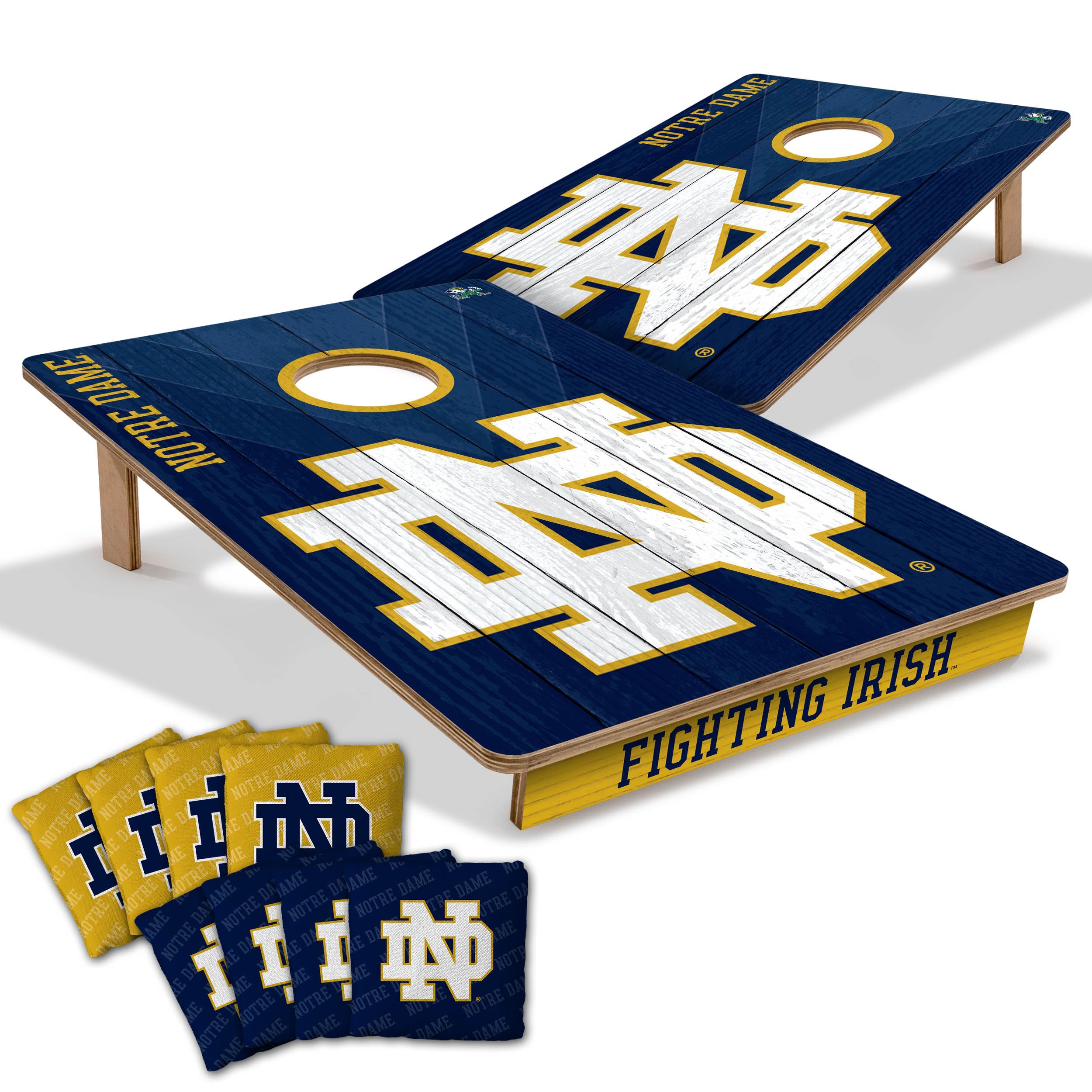YouTheFan NCAA Notre Dame Fighting Irish 2’ x 3’ Wood Cornhole Game with Logo Bags
