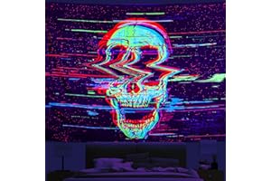 AYMOLAS Blacklight Tapestry Fantasy Skull Tapestry for Bedroom Aesthetic UV Reactive Skeleton Glow In The Dark Tapestry Mysterious Galaxy Wall Art for Living Room Black Light Tapestries for Home Decor (59.1"x51.2", Blacklight Tapestry)