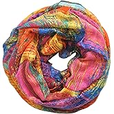 GXIHOUSLGC Infinity Scarf for Women Lightweight Colorful Print Silk Scarves and Wraps for Spring Shawl Neck Scarfs