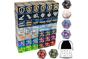 90 PCS MTG Counter Dice Set - AbilityKeyword Counters, -1/+1 Life Counter, Shield Counter, MTG Patterned Display dice, Creatu