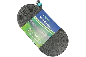 Teycooa Garden Flat Soaker Hose 100 Ft for Garden Beds, Water Hose Linkable Irrigation System Lightweight and Easy Gardening Yard Work Watering Plants and Flowers