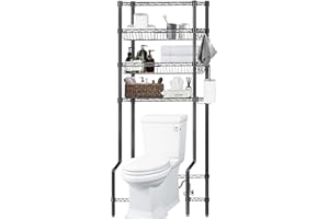 Folews Over The Toilet Storage, 4-Tier Bathroom Shelves Organizer Above Toilet Storage Rack Freestanding Space Saver with Adj