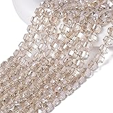 NITOPUPU 60pcs 7×7.5mm AB Silver Champagne Olive Shaped Faceted Crystal Glass Beads for Jewelry Making Beads for Bracelets Necklace Crafts