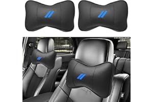 YOSRTER 2 PCS Neck Pillow for Dodge Charger Challenger Durango Journey Universal Fit to All Dodge Comfortable Soft Driving Seat Headrest Pillow Removable Neck Support for Dodge Accessories（Blue Trim）