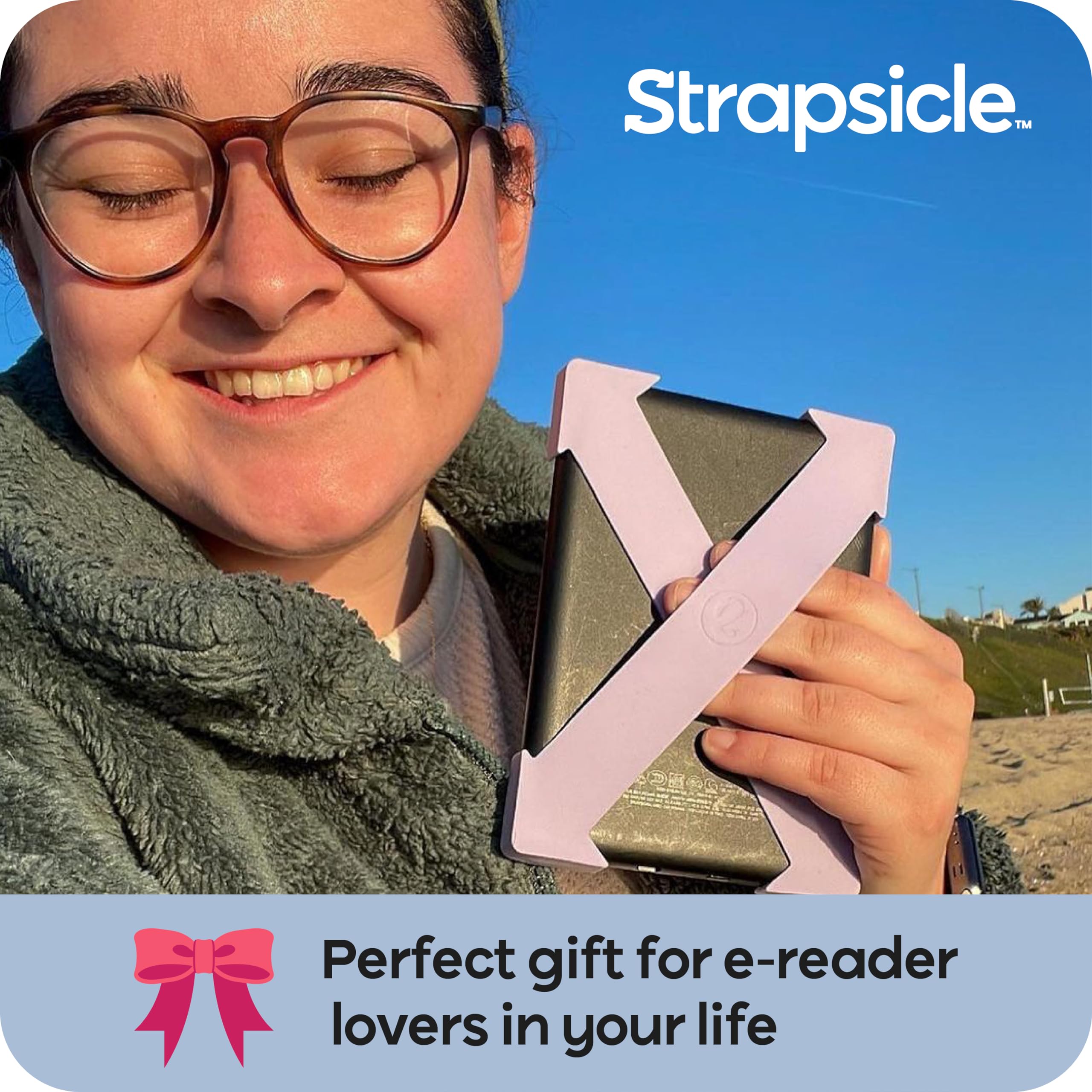 Strapsicle Silicone Hand Strap – Paperwhite Gen 11 (6.8”) & Gen 12 (7”), Colorsoft – Large – 2-Pack – Bondi Blue – Comfy Alternative to Case or Cover