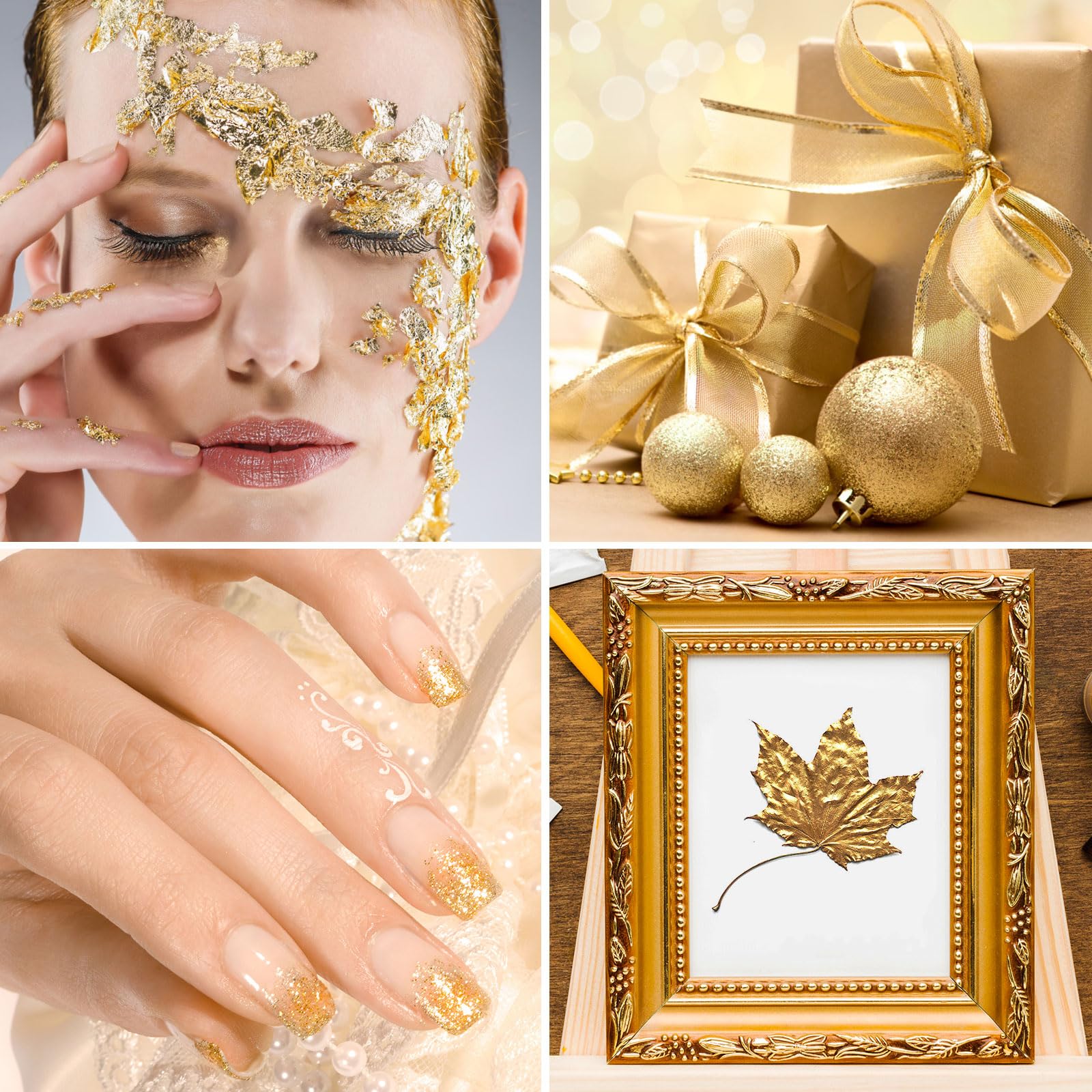 Gold Leaf Sheets, 200/400 Pcs Available, Gold Foil Sheets, Gold Flakes for Art & DIY Projects, Resin, Gilding Crafting, Nails, Furniture, Home Decor - 5.5