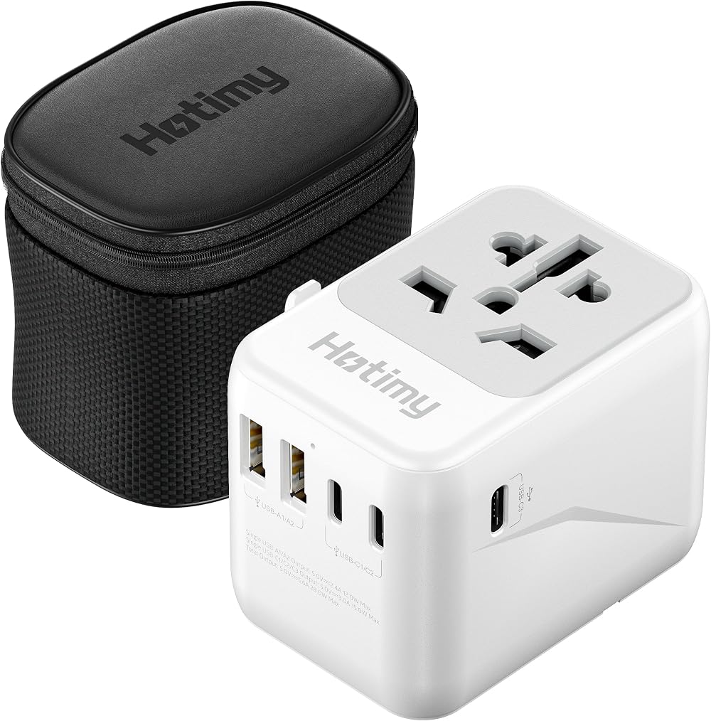 hotimy Universal Travel Adapter USB C 3 Port Charger Europe UK US AUS