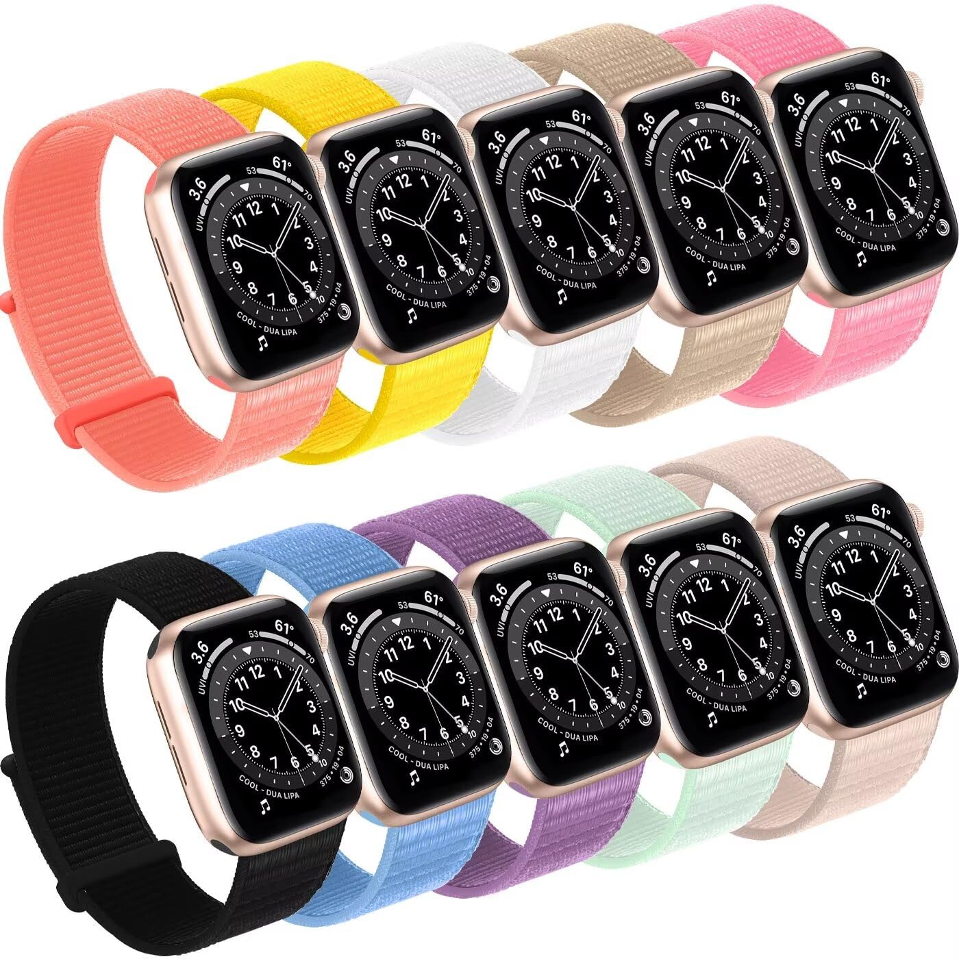 Photo 1 of  Compatible with Apple Watch Bands for Women Men 38mm 40mm 41mm 42mm 44mm 45mm 46mm,Breathable & Soft Thin Nylon Fabric Sport Loop Straps for iWatch SE Series 3 4 5 6 7 8 9 10 Ultra 2