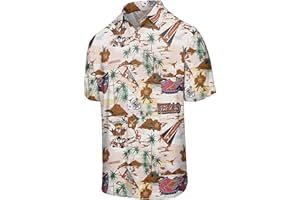 FOCO Men's NCAA College Team Logo Floral Tropical Thematic Stadium Print Button Up Shirt