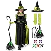 Spooktacular Creations Halloween Child Girl Black Wizard Witch Costume, Kids Witch Outfit Set for Halloween Dress Up Parties