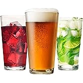 Set of 12 - Drinking Glasses 16 oz Highball Glasses Water Glass Cups Pint Glass Beer Glass Tumblers Bar Glass Design for Home and Kitchen
