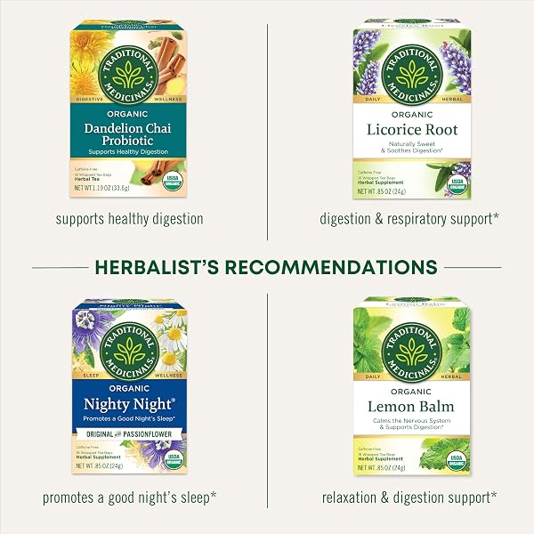 TRADITIONAL MEDICINALS TEA, ORGANIC CHAMOMILE, CALMING, CALMS YOUR NERVES, SUPPORTS HEALTHY DIGESTION, 96 TEA BAGS (6 PACK)