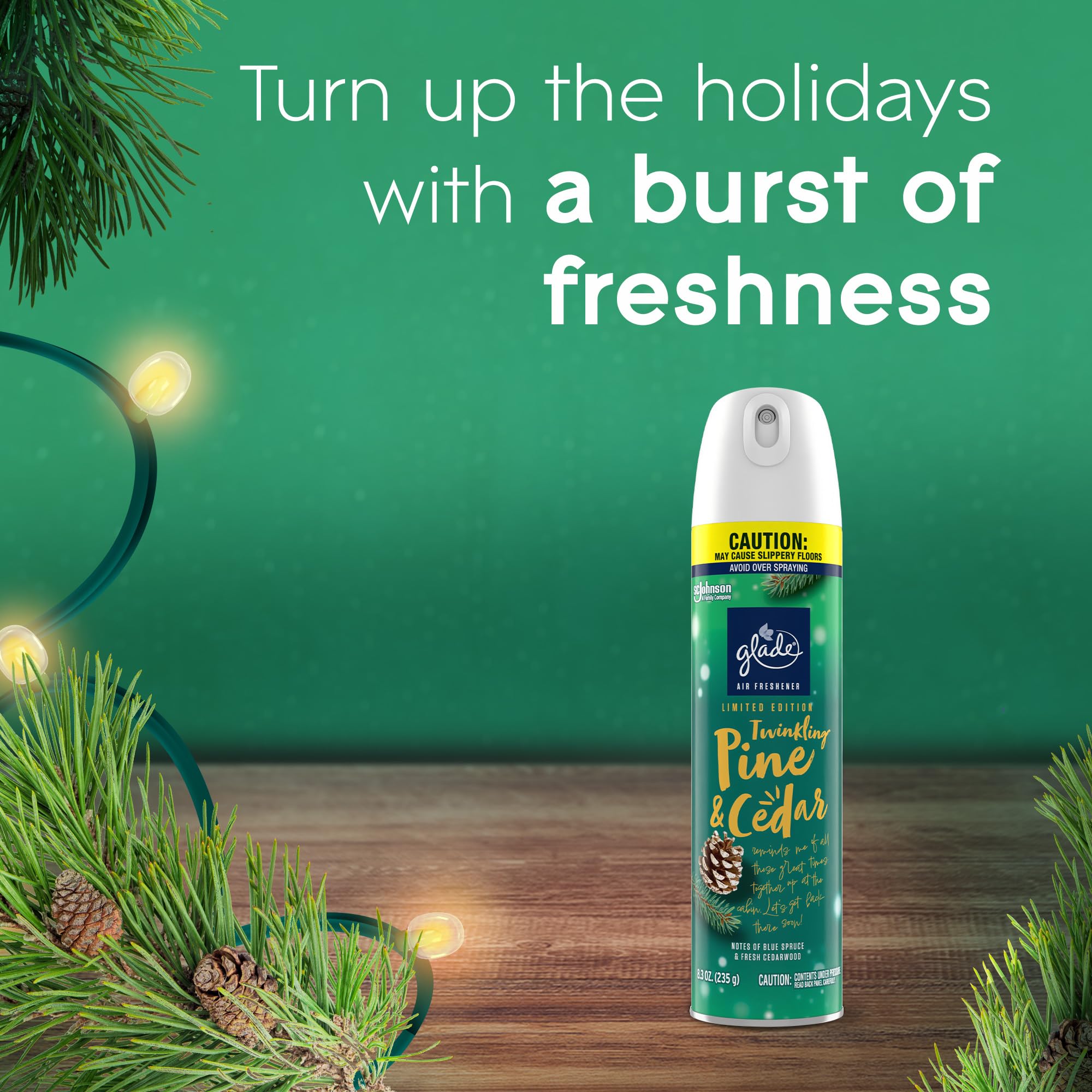 Glade Air Freshener Room Spray, Twinkling Pine & Cedar, 8.3 oz, 2 Count