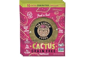 Tia Lupita Grain Free Tortillas | 3 Packs x 10 Tortillas per Pack - Low Carb, High Fiber, Low Calorie (45 Calories Each), Non GMO, Gluten Free - Cactus, Cassava and Okara (upcycled soy bean flour)