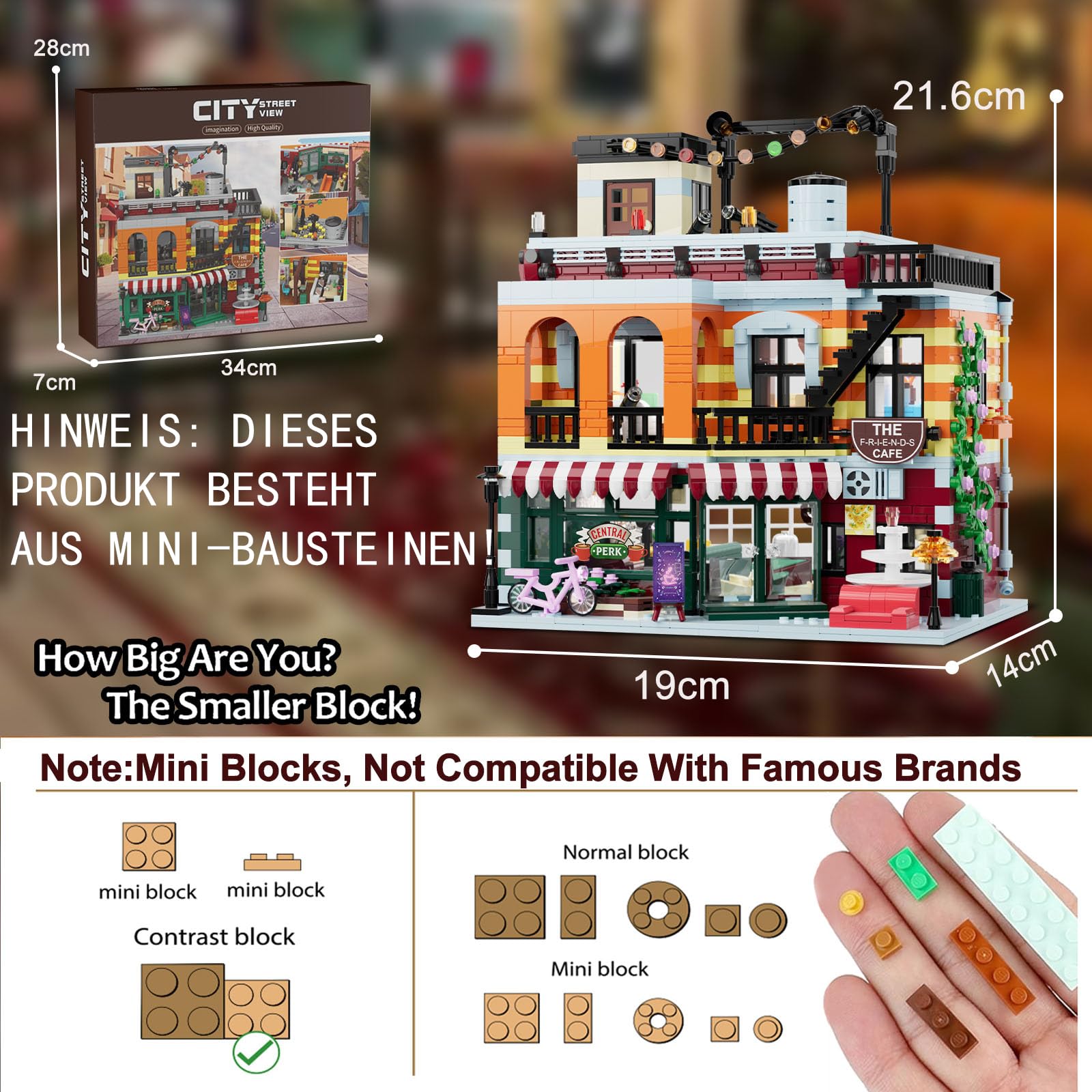 TOY PLAYER Mini Coffee House Klemmbausteine Baukasten, Nicht Kompatibel mit Lego, MOC Konstruktionsspielzeug, Geschenke für Mädchen und Jungen ab 8 Jahren(1504PCS) 2