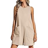 ANRABESS Womens Romper Casual Loose Sleeveless 2026 Summer One Piece Outfits Short Jumpsuit Overall Beach Vacation Clothes