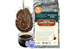Dragonfly Herbs - Organic Roasted Chicory Root, 1.1 Pound (500g), Filter Grind Granules, Brew Like Coffee, Caffeine-Free, Nat