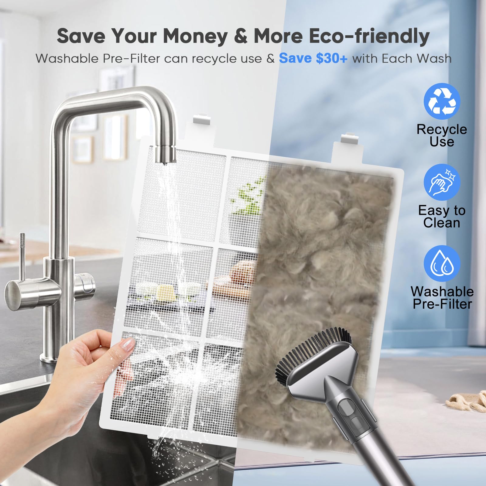 DAYETTE Air Purifiers for Home with H14 Hepa Filters, Air Purifiers for Home Large Room with Washable PreFilters Up to 3000 Ft², Double Air Intake, Air Quality Monitor, 22dB Sleep Mode for Bedroom - Image 2