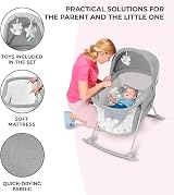 Kinderkraft LOVI 3 in 1 Baby Crib Travel Cot Rocker Adjustable Canopy Gray view 7