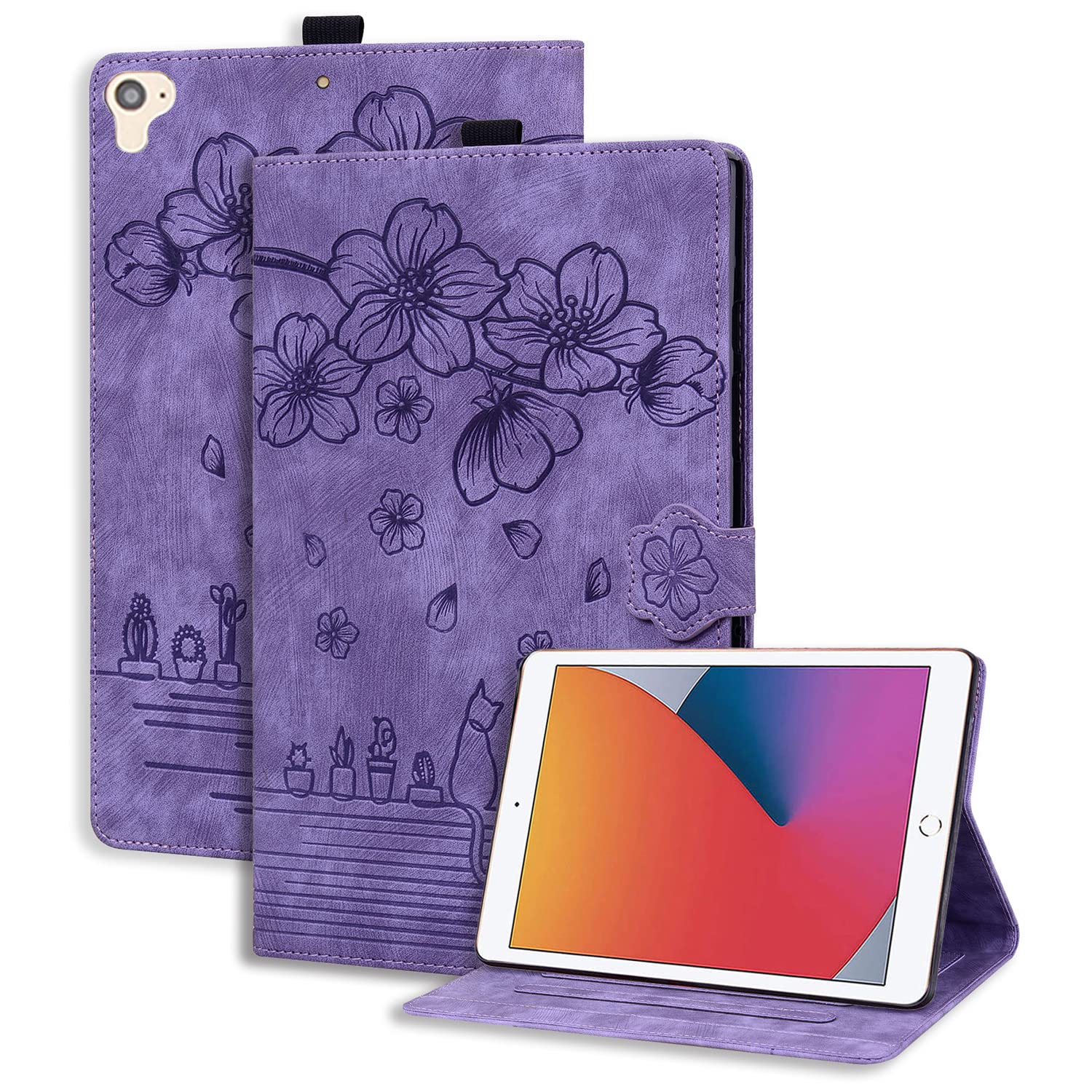 Succtopy Case for iPad 9.7 inch 6th/5th Gen 2018/2017, iPad Air 2/Air 1 Folio Flip PU Leather Cover with Stand Function Protective Tablet Case with Pen Holder Purple — image 1