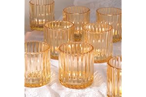 LANTTU Gold Large Votive Candle Holder Set of 8, Tea Lights Candle Holders for Wedding Table Centerpieces, Boho Decor, Home Dinner Birthday Party Decor, Bridal Shower and Holiday Decorations