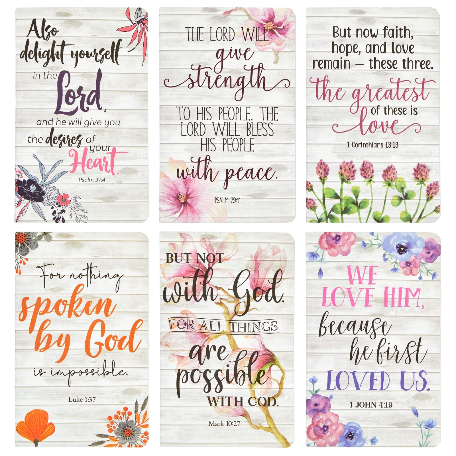 Photo 1 of 6 Pack Prayer Journals for Women - 5x8 Christian Notebooks Bulk with Inspirational Bible Verse Scripture (Floral Designed, 80 Pages)