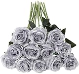 Tifuly 12 Pcs Long Stem Artificial Roses 50 cm Silk Floral Bouquet Black