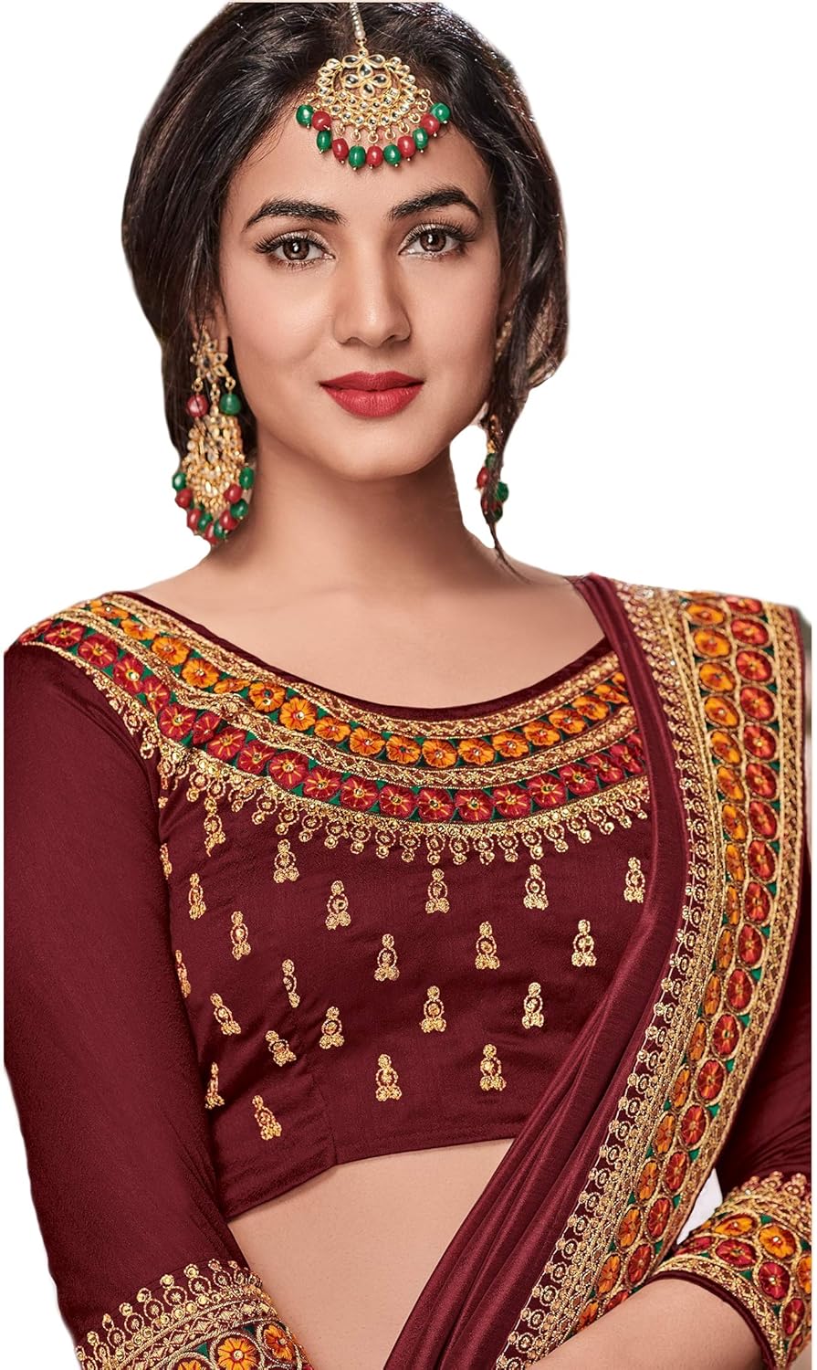 limonz silk saree with blouse piece (pari-li-1102_bright maroon_free size)