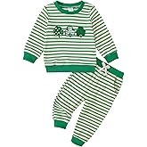 Tinypainter St.Patrick's Day Toddler Baby Boy Outfit Long Sleeve Lucky Charm Sweatshirt+Casual Pants 2PC Clothes Set