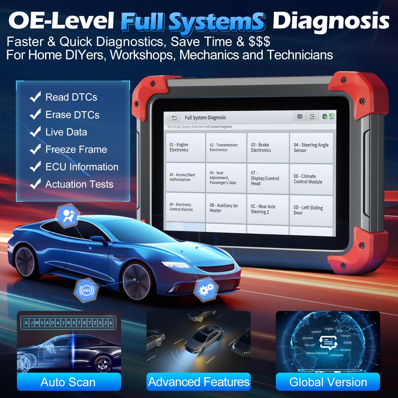 XTOOL D7 OBD2 Scanner Bidirectional Scan Tool, 2025 Scanner for Car, FCA Autoauth, CANFD/DoIP, 36+ Resets, Active Tests, All System Diagnosis, Crank Sensor Relearn, ECU Coding, 3 Years Updates