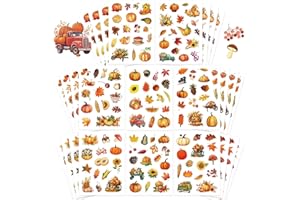 DUJAA 32 Sheets Fall Theme Sticker, Pumpkin Stickers, Hello Autumn Sticker, Thanksgiving Stickers for Kids, Fall Harvest Food Pumpkin Maple Leaves, Thanksgiving Party Favors Supplies